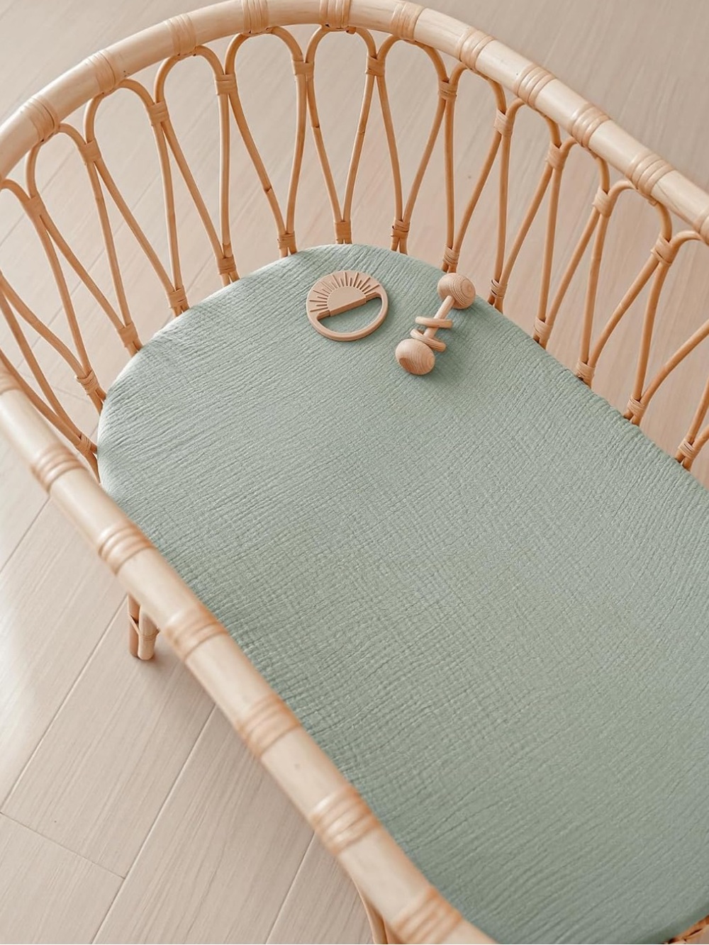 Muslin Bassinet Sheet 32x16 Green 100% Cotton